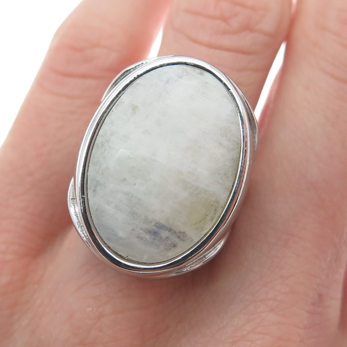 BLQ Basiq Jewelry 925 Sterling Silver Real Moonstone Statement Ring Size 7.75