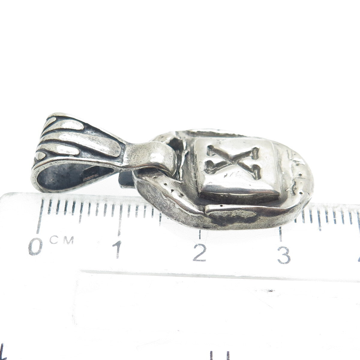 M.T. DESIGNS 925 Sterling Silver Vintage Letter "X" Initial Amulet Pendant
