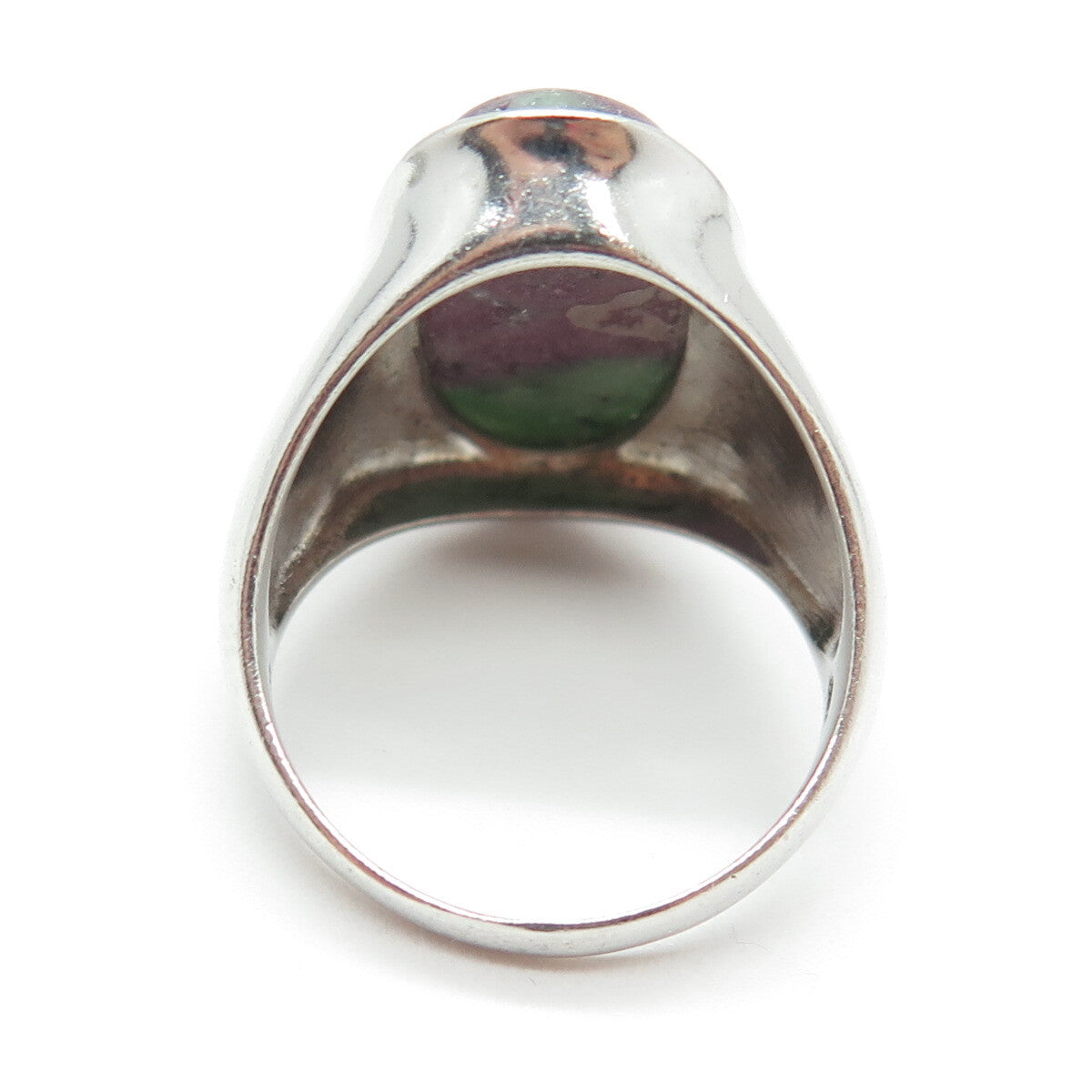 925 Sterling Silver Vintage Real Oval-Cut Zoisite Ruby Ring Size 11.25