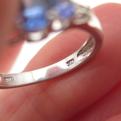 Chuck Clemency 925 Sterling Silver Real Tanzanite & White Topaz Ring Size 8.25