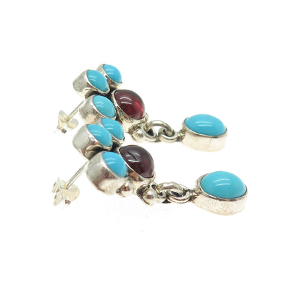 GILO GRACE NAKAI NAVAJO Old Pawn Sterling Vintage Turquoise Tourmaline Earrings