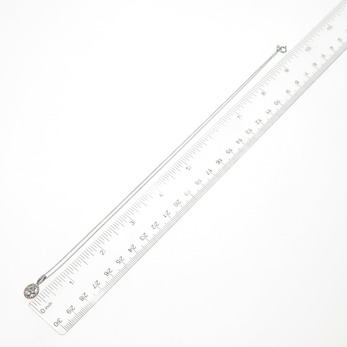 SAI 925 Sterling Silver 2-Tone Round-Cut C Z Cross Cable Chain Necklace 18"