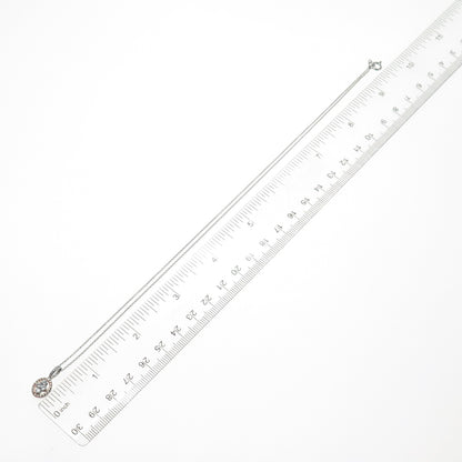 SAI 925 Sterling Silver 2-Tone Round-Cut C Z Cross Cable Chain Necklace 18"