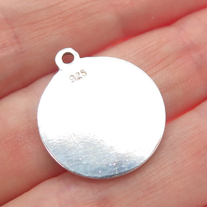 925 Sterling Silver Vintage Enamel Splash Flower Charm Pendant