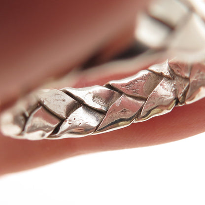 925 Sterling Silver Vintage Woven Oxidized Band Ring Size 8.5