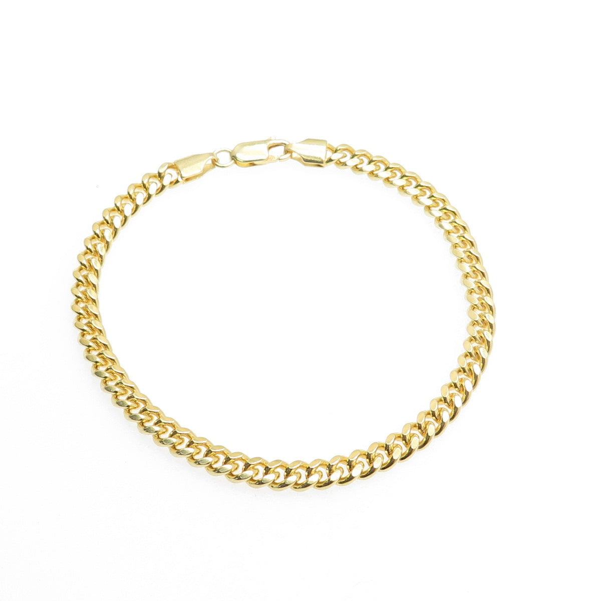 925 Sterling Silver Gold Plated Italy Cuban Link Bracelet 7.75"