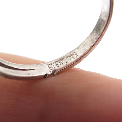 Old Pawn 925 Sterling Silver Vintage Turquoise Inlay Couple Heart Ring Size 6