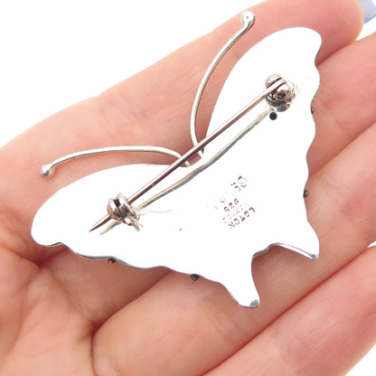LATON 925 Sterling Silver 2-Tone Vintage Mexico Butterfly Pin Brooch