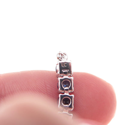 925 Sterling Lab-Created Sapphire Round Box Link Adjustable Bracelet 7-9.75"