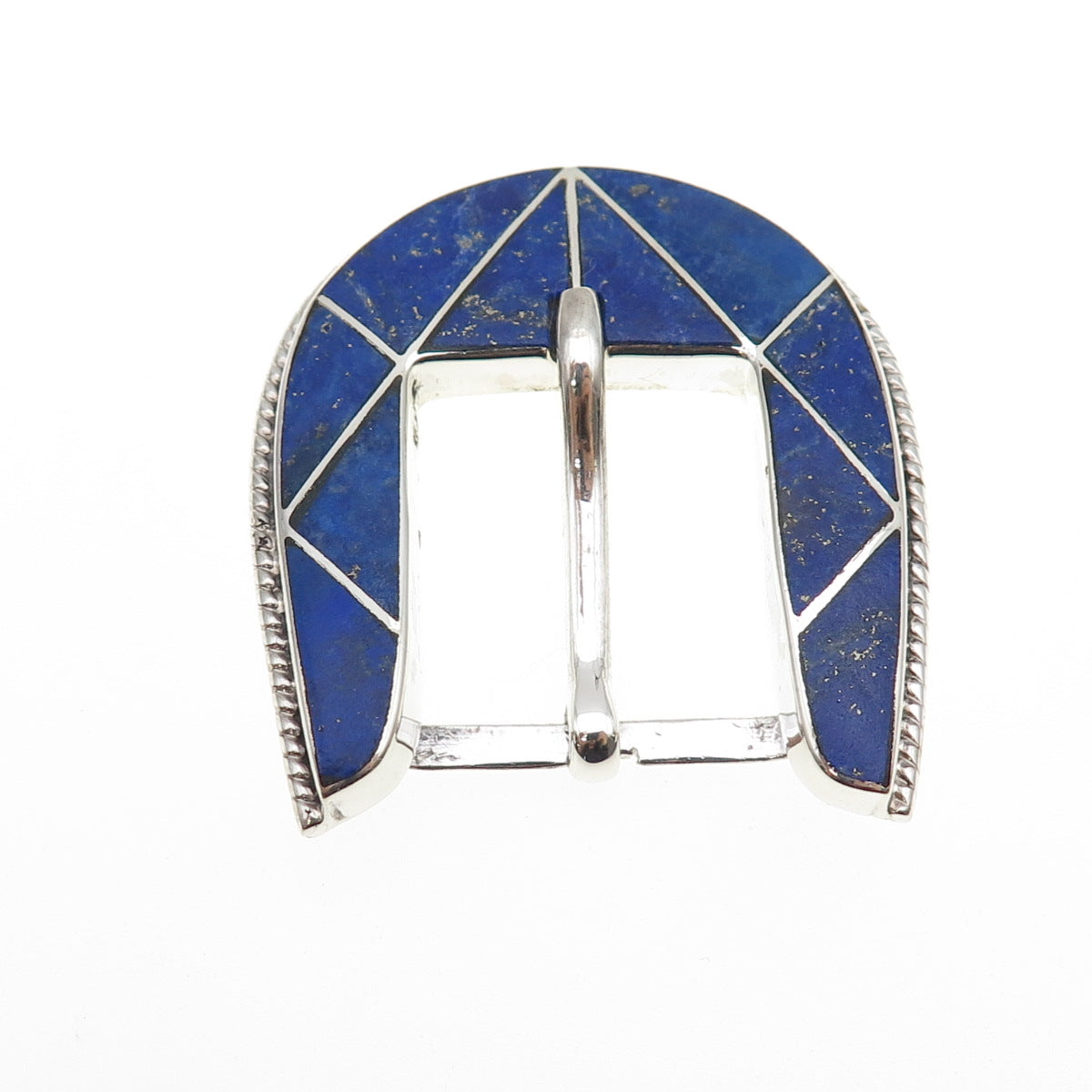 Old Pawn Sterling Silver Vintage Southwestern Lapis Lazuli Tribal Belt Buckle