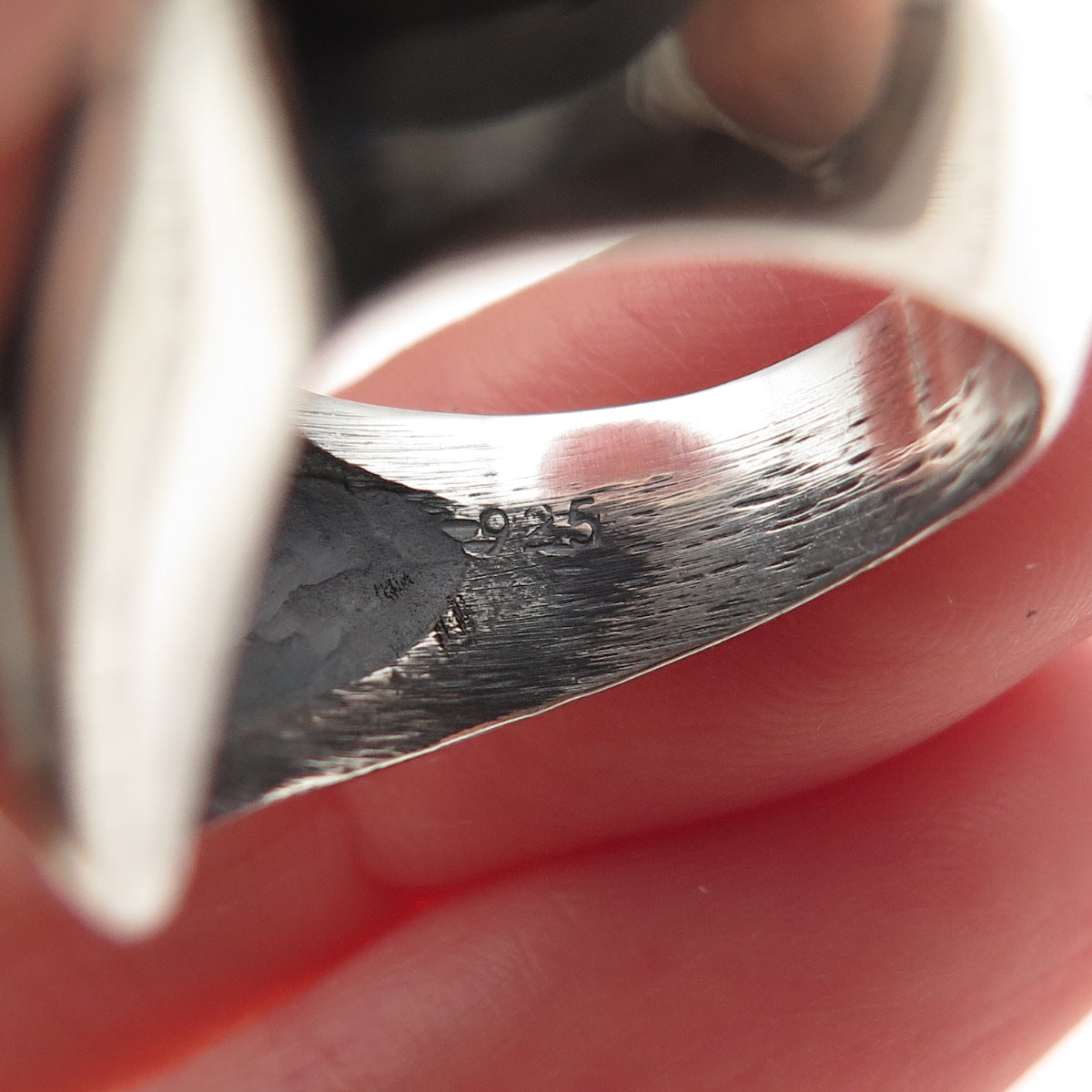 925 Sterling Silver Vintage Modernist Wavy Oxidized Dome Ring Size 7.5