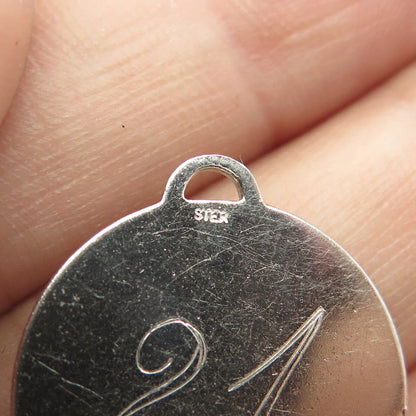 925 Sterling Silver Vintage "21 Happy Birthday" Cake Pendant