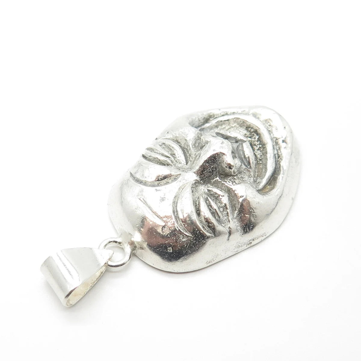 925 Sterling Silver Vintage Drama Laughing Mask Pendant