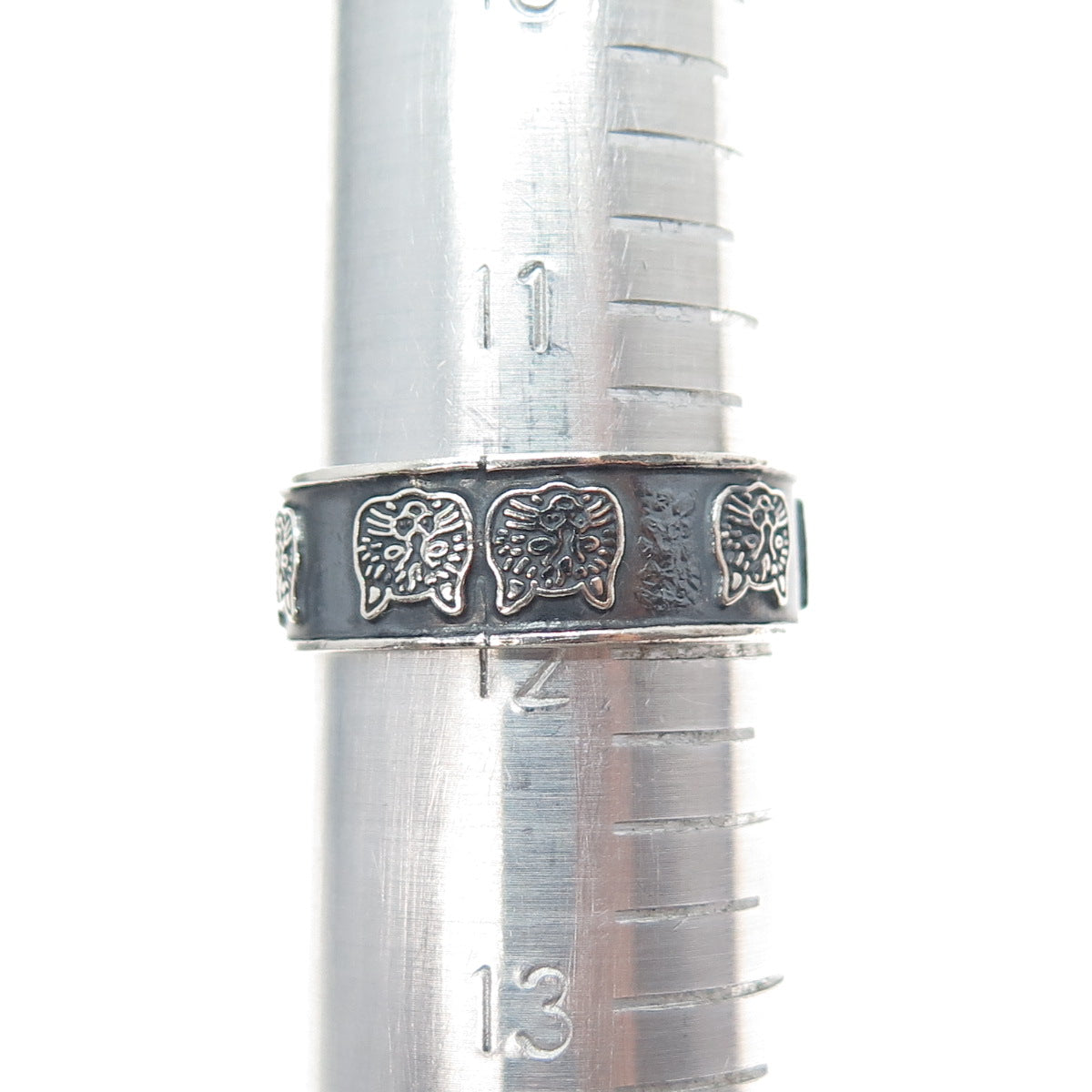 925 Sterling Silver Vintage Mexico Cat Oxidized Band Ring Size 12