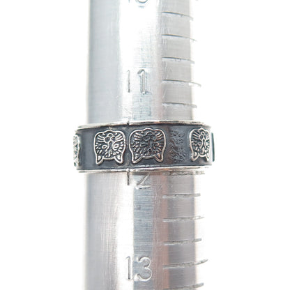 925 Sterling Silver Vintage Mexico Cat Oxidized Band Ring Size 12