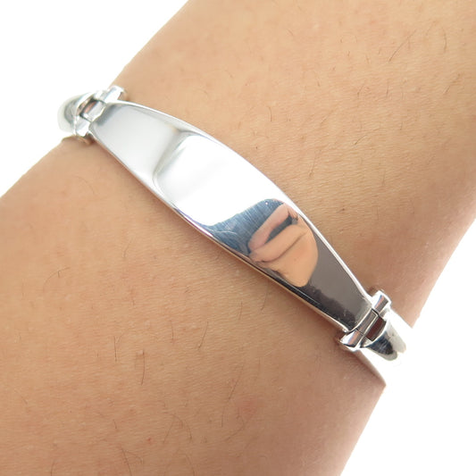 925 Sterling Silver Vintage Italy Modernist Panel Link Bracelet 6.75"