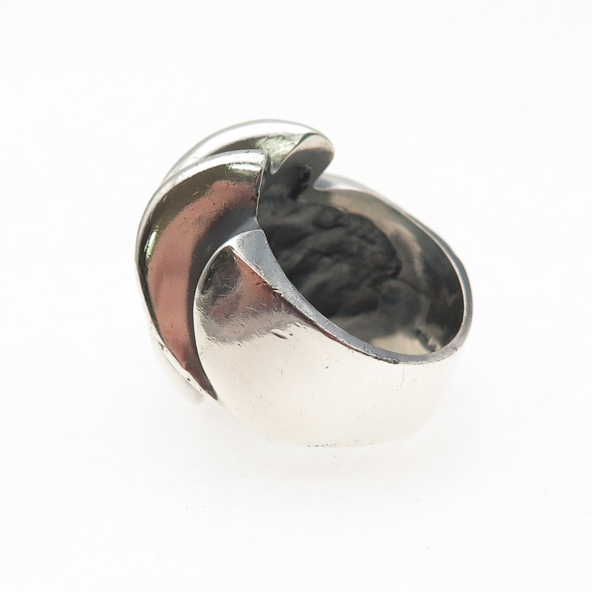 Joseph Masaniello Sterling Silver Vintage Modernist Ribbed Oxidized Ring Size 6