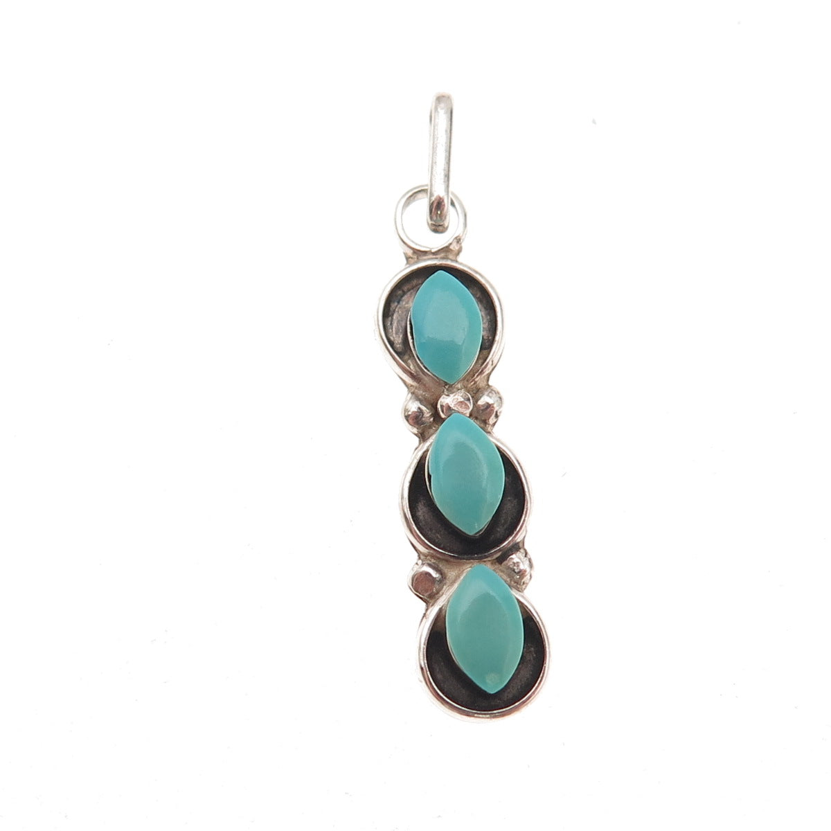 Old Pawn 925 Sterling Silver Vintage Southwestern Turquoise Tribal Charm Pendant