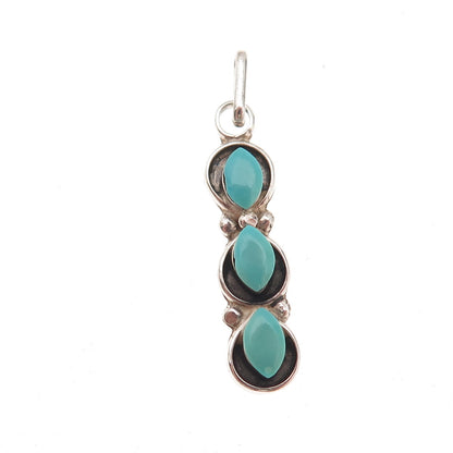 Old Pawn 925 Sterling Silver Vintage Southwestern Turquoise Tribal Charm Pendant