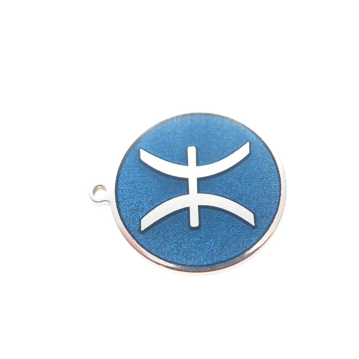 TOKEMOTI 925 Sterling Silver Blue Enamel Pisces Zodiac Minimalist Charm Pendant