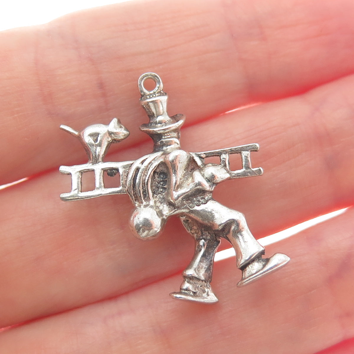 835 Silver Vintage Chimney Sweep 3D Pendant
