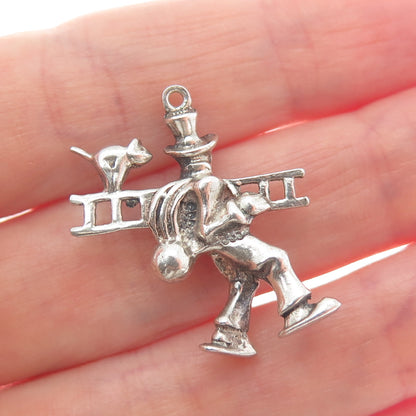 835 Silver Vintage Chimney Sweep 3D Pendant