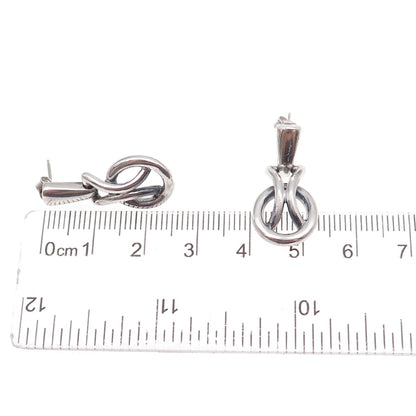 Boma 925 Sterling Silver Vintage Modernist Oxidized Earrings