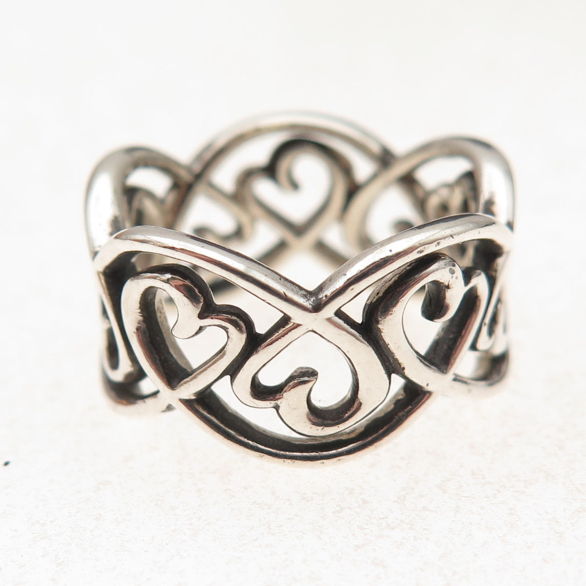 Tiffany & Co. Paloma Picasso Sterling Silver Vintage Loving Heart Ring Size 7.25