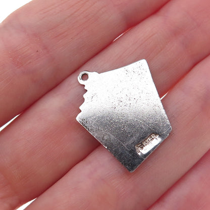 Art's Elegance Sterling Silver Vintage Royal Flush Spades Poker Charm Pendant