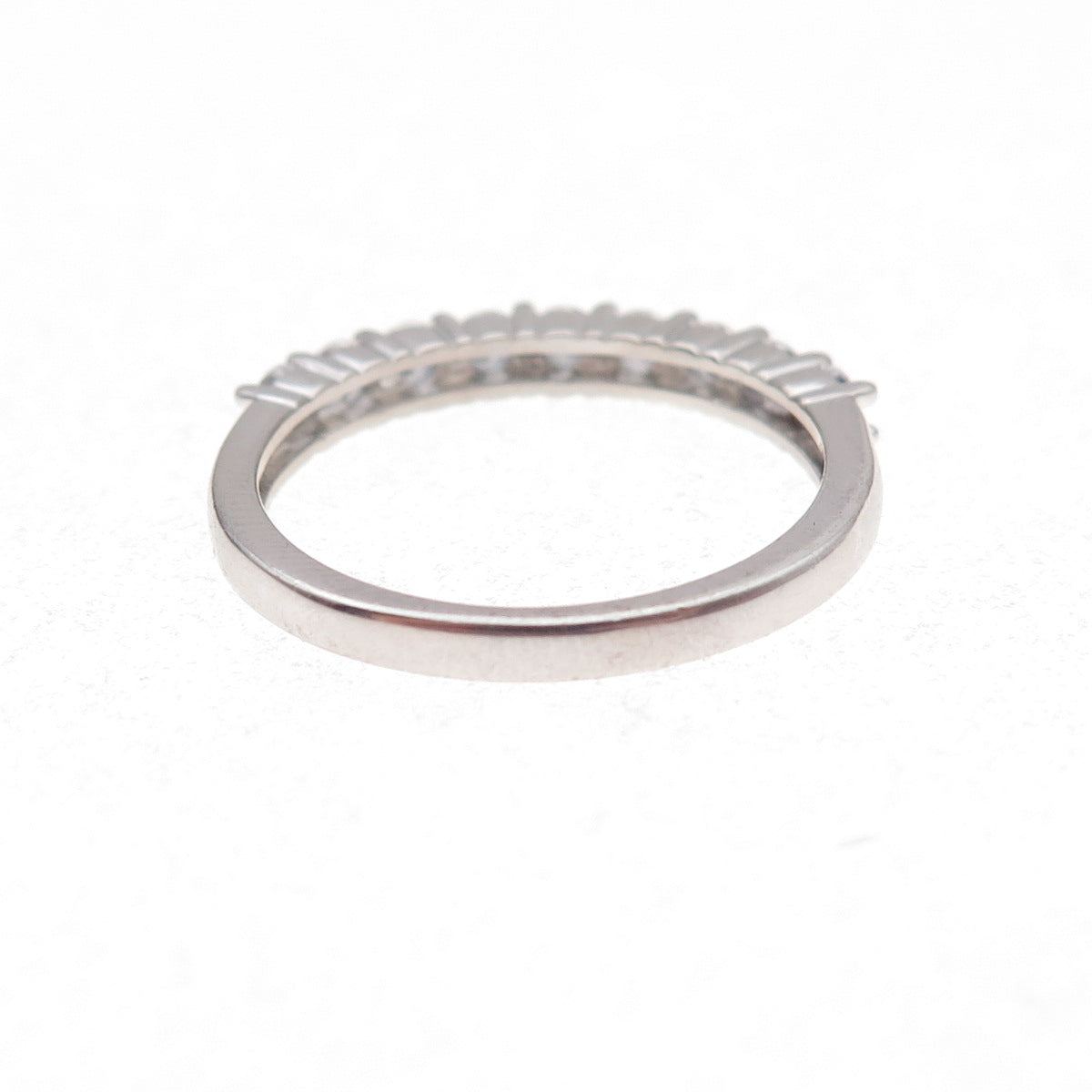 JH Young 925 Sterling Silver Round-Cut C Z Half Eternity Band Ring Size 7