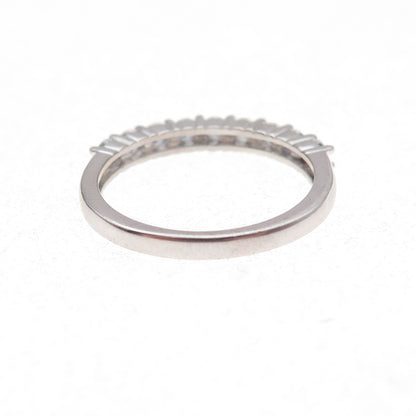 JH Young 925 Sterling Silver Round-Cut C Z Half Eternity Band Ring Size 7