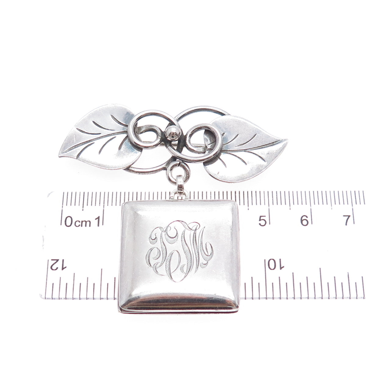 R. BLACKINTON GEORG JENSEN 925 Sterling Silver Antique Floral Locket Brooch #113