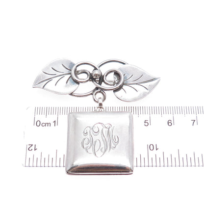 R. BLACKINTON GEORG JENSEN 925 Sterling Silver Antique Floral Locket Brooch #113