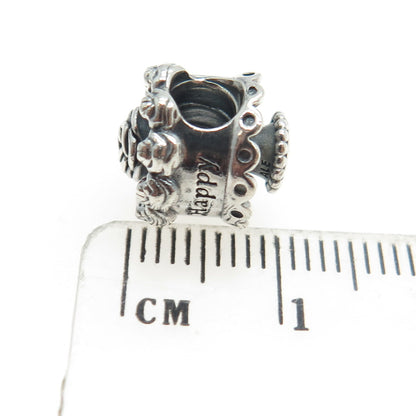 PANDORA 925 Sterling Silver "Happy Birthday" Floral Bead Charm