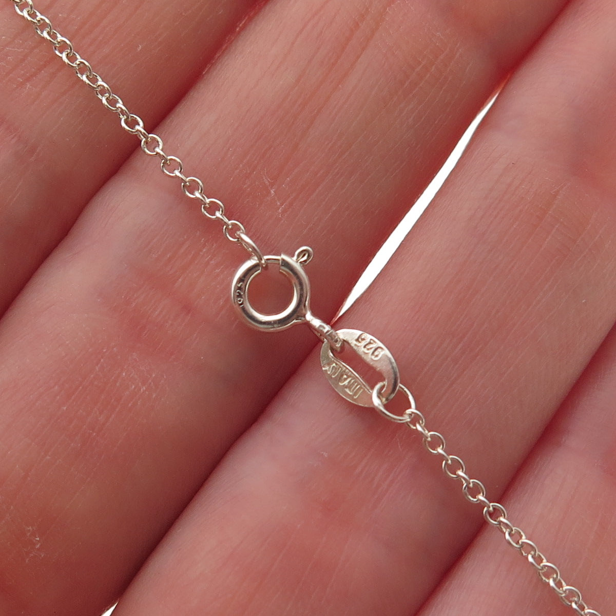 HN Heng Ngai 925 Sterling Silver Real Diamond Heart Cable Chain Necklace 18"
