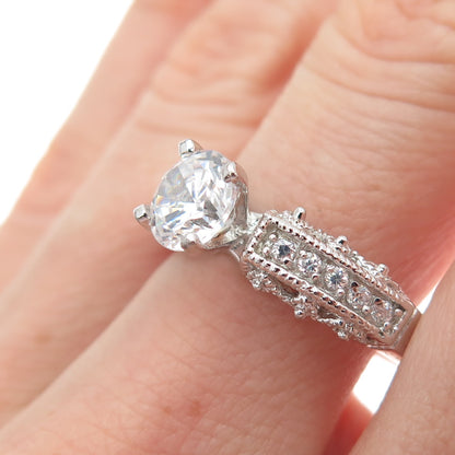 925 Sterling Silver Round-Cut C Z Engagement Ring Size 9.25