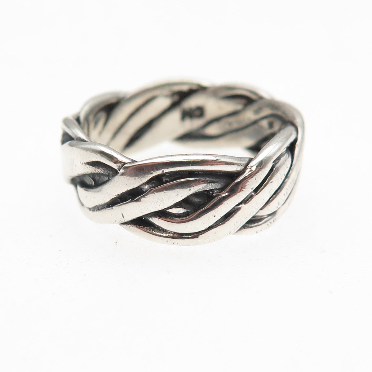 Charles Winston 925 Sterling Silver Vintage Woven Oxidized Band Ring Size 6