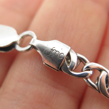 925 Sterling Silver Vintage Italy Twisted Anchor Mariner Link Bracelet 7"