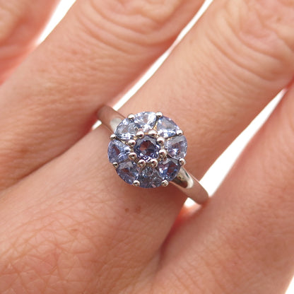 Chuck Clemency 925 Sterling Silver Real Tanzanite Floral Ring Size 7.25