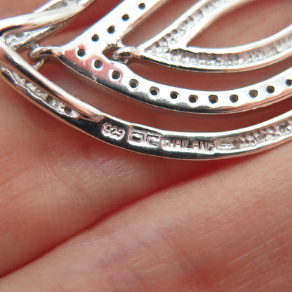 925 Sterling Silver Real Round-Cut Diamond Floral Petal Slide Pendant