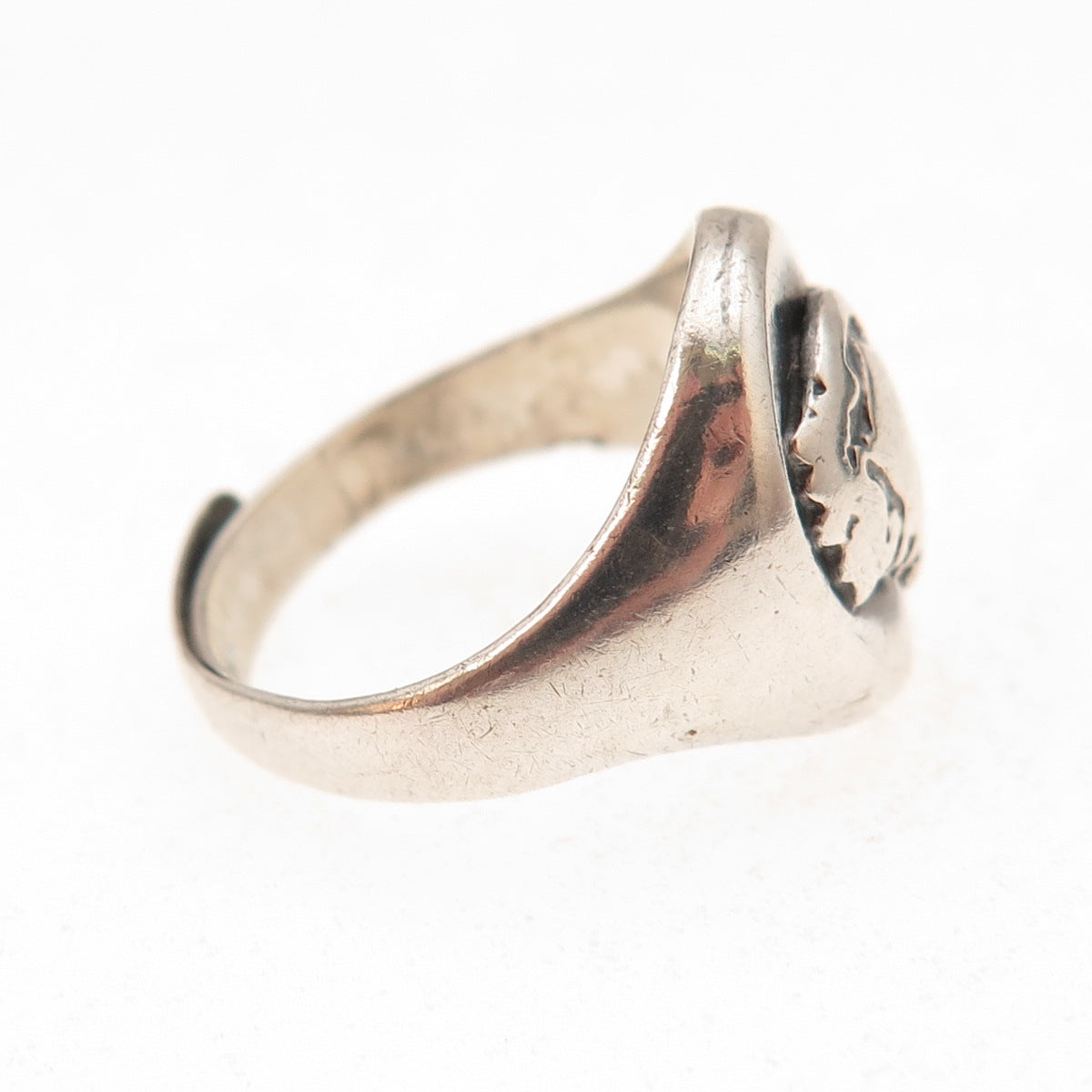 925 Sterling Silver Antique Art Deco Coat of Arms Adjustable Signet Ring Size 6