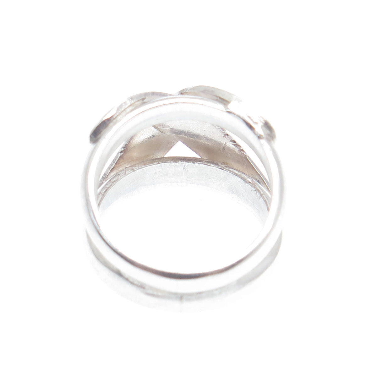 950 Silver Vintage Crossover Wide Ring Size 6.25