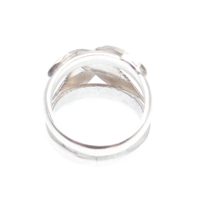 950 Silver Vintage Crossover Wide Ring Size 6.25