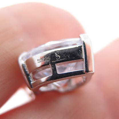 SC SAM C. 925 Sterling Silver Round & Heart-Cut C Z Dangle Earrings