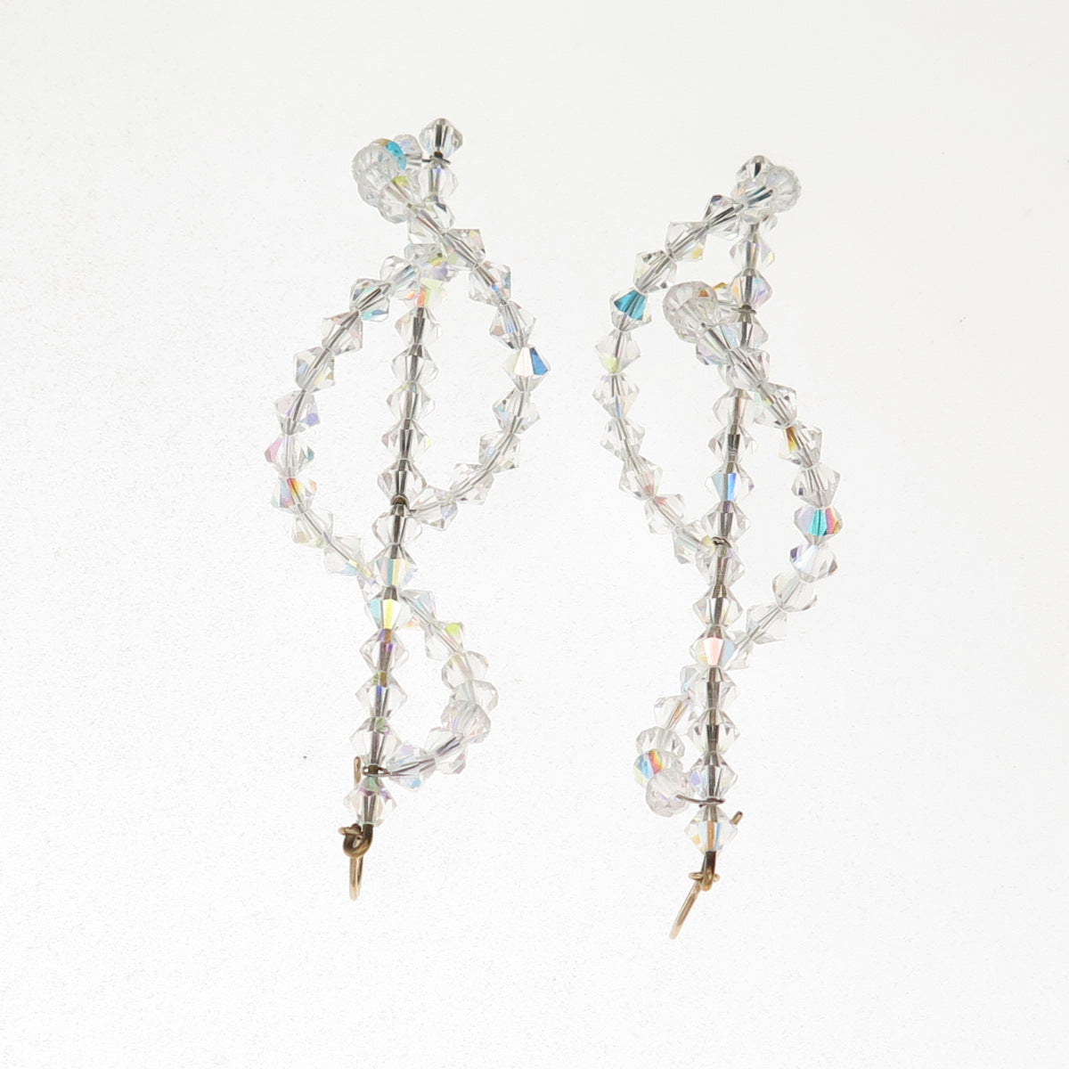 Gold Filled Vintage Crystal Beads Twisted Dangle Earrings