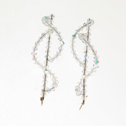 Gold Filled Vintage Crystal Beads Twisted Dangle Earrings