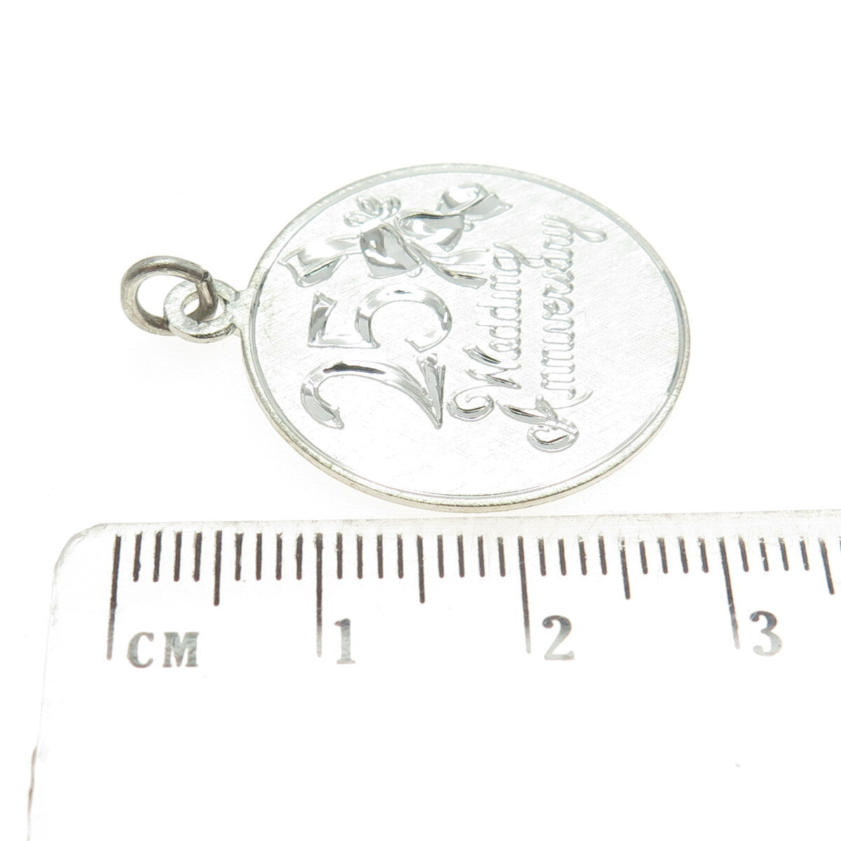 WELLS 925 Sterling Silver Vintage "25 Wedding Anniversary" Engraved Pendant