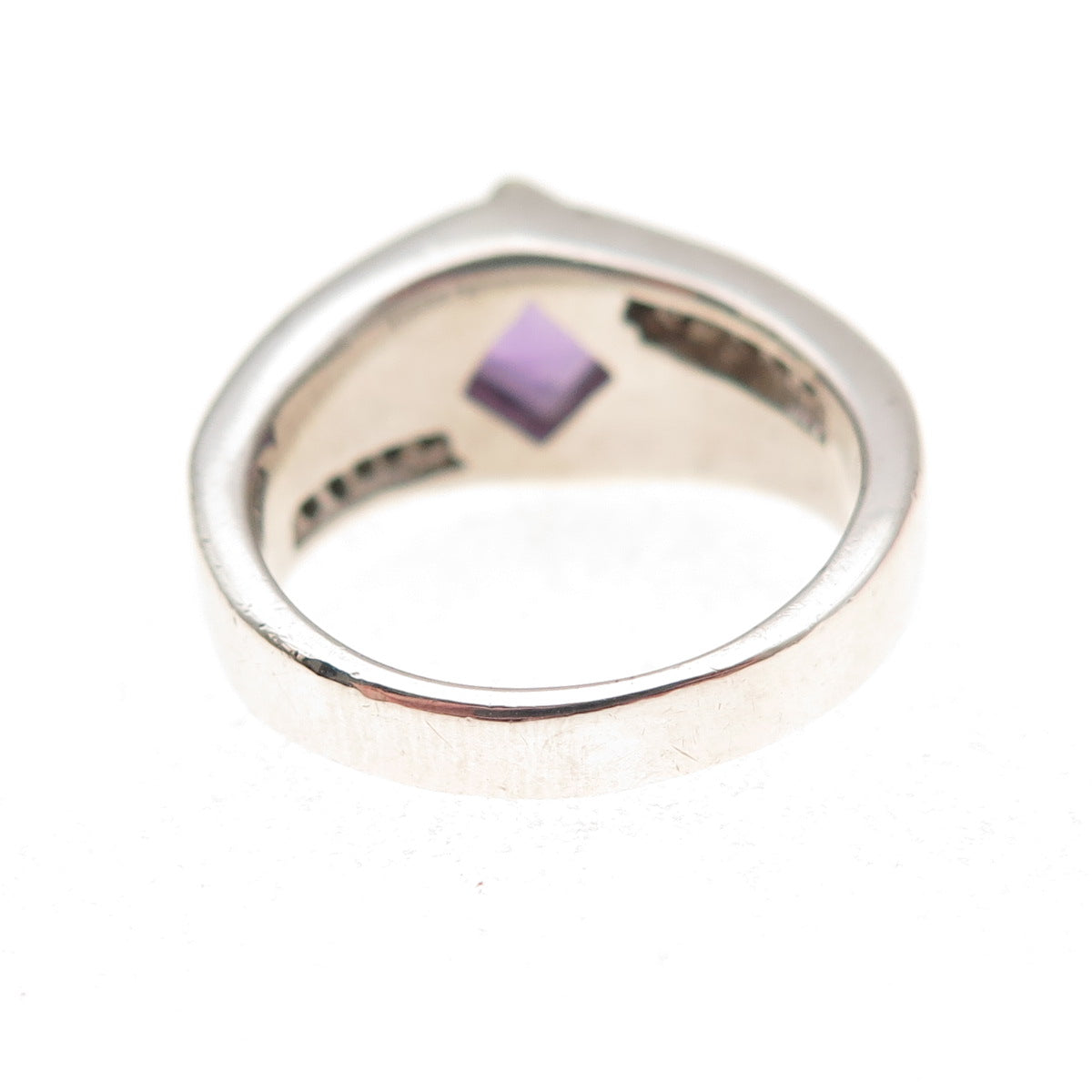 Aziz Kahili 925 Sterling Silver Vintage Real Amethyst Opal & C Z Ring Size 6.5