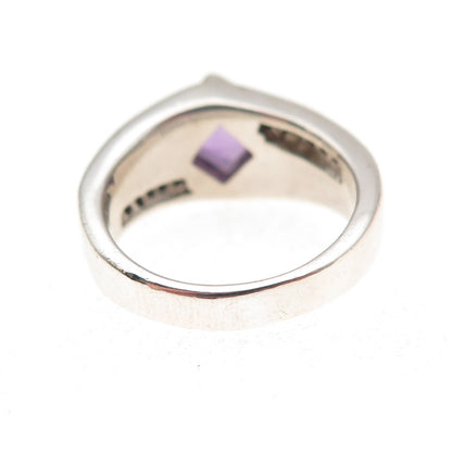 Aziz Kahili 925 Sterling Silver Vintage Real Amethyst Opal & C Z Ring Size 6.5