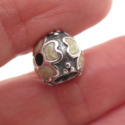 Pandora 925 Sterling Silver Enamel Flower Slide Bead Charm